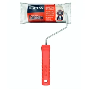 Rolo de Pele de Carneiro 9cm com Cabo Vermelho Ref 306/9 - Imagem 1