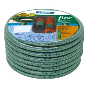 Mangueira 3 Camadas Flex Verde Pvc com Engates Rosqueados e Esguicho 20m - Tramontina - Imagem 4
