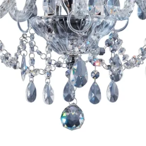 Lustre Clássico Transparente de 5 Lâmpadas 42w Bivolt Cromado - Imagem 4