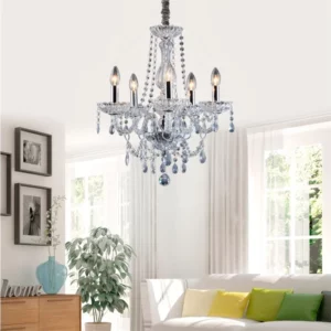 Lustre Clássico Transparente de 5 Lâmpadas 42w Bivolt Cromado - Imagem 6