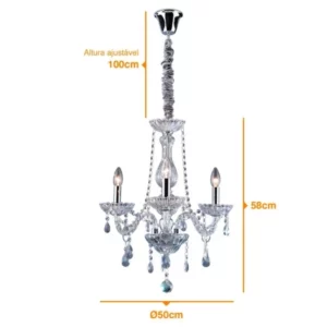 Pendente em Vidro Trabalhado Clássico 3 Lâmpadas E14 Transparente - Imagem 5