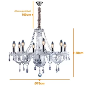 Lustre Clássico para 8 Lâmpadas Transparente - Imagem 8