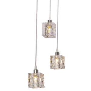 Pendente em Cristal e Aço para 3 Lâmpadas Bivolt Frost Cromo - Imagem 3