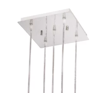 Pendente em Cristal e Aço 5 Lâmpada Bivolt Frost Cromo - Imagem 2