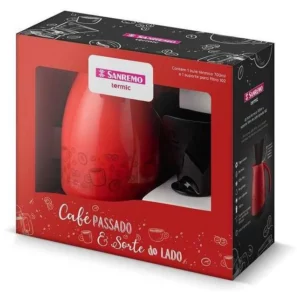 Conjunto Bule 700ml Vermelho e Porta Filtro 102 Sanremo