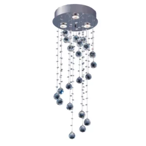 Plafon em Inox para 3 Lâmpadas Crystal Spiral 30x75cm Transparente - Imagem 1