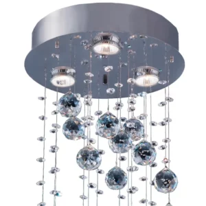 Plafon em Inox para 3 Lâmpadas Crystal Spiral 30x75cm Transparente - Imagem 2