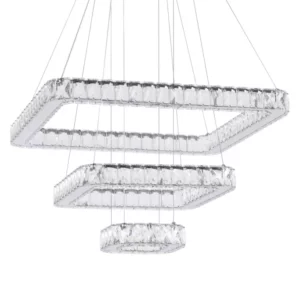 Pendente Led em Aço Tokyo Quadrado 75w Bivolt 3000k Luz Amarela Cromo - Imagem 3