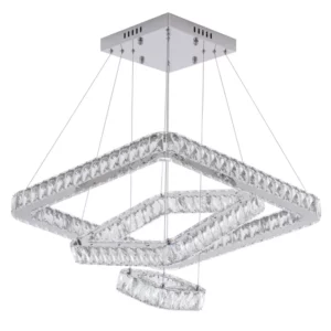 Pendente Led em Aço Tokyo Quadrado 75w Bivolt 3000k Luz Amarela Cromo - Imagem 4