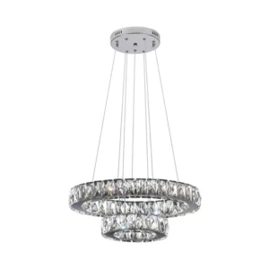 Pendente Led em Aço Tokyo Redondo 36w Bivolt 3000k Luz Amarela Cromo - Imagem 1