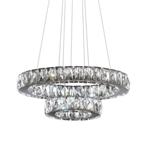 Pendente Led em Aço Tokyo Redondo 36w Bivolt 3000k Luz Amarela Cromo - Imagem 3