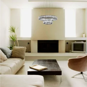 Pendente Led em Aço Tokyo Redondo 36w Bivolt 3000k Luz Amarela Cromo - Imagem 6