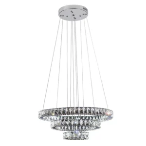 Pendente Led em Aço Tokyo Redondo 60w Bivolt 3000k Luz Amarela Cromo - Imagem 1