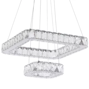 Pendente Led em Aço Tokyo Quadrado 36w Bivolt 3000k Luz Amarela Cromo - Imagem 3