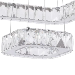 Pendente Led em Aço Tokyo Quadrado 36w Bivolt 3000k Luz Amarela Cromo - Imagem 4