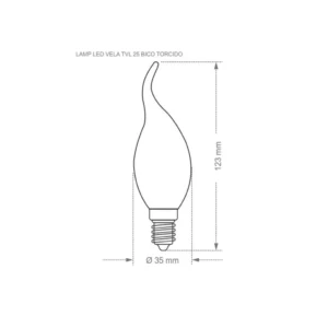 Lâmpada Led Vela Bico Torcido Tvl 25 / 3w 2700k E14  com Adapt. E27 - Imagem 2