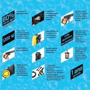 Lavadora de Alta Pressão 1200w 220v Master Amarela e Preta - Imagem 6