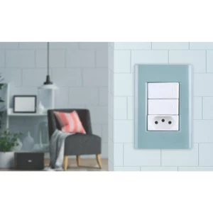 Placa 3 Postos 4 X 2 Azul Jeans - Tramontina - Imagem 1