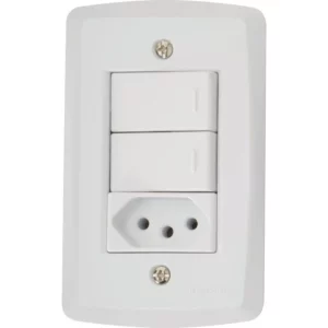 Conjunto 4 X 2 com 2 Interruptores Simples 10a 250v e 1 Tomada 2p+t 20a 250v Lux2 Branco - Tramontina - Imagem 2