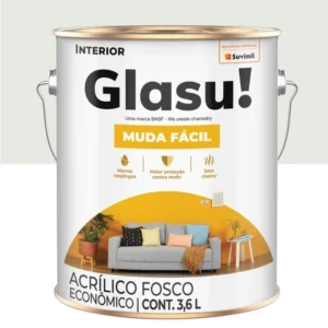 Tinta Acrílica Econômico Glasu Muda Fácil Fosco Gelo 3,6 Litros
