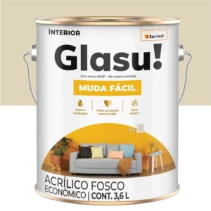 Tinta Acrílica Econômico Glasu Muda Fácil Fosco Palha 3,6 Litros