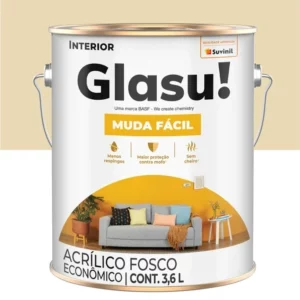 Tinta Acrílica Econômico Glasu Muda Fácil Fosco Marfim 3,6 Litros - Imagem 1