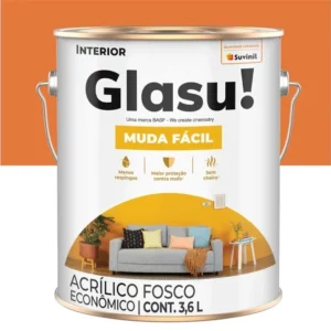 Tinta Acrílica Econômico Glasu Muda Fácil Fosco Cenoura 3,6 Litros