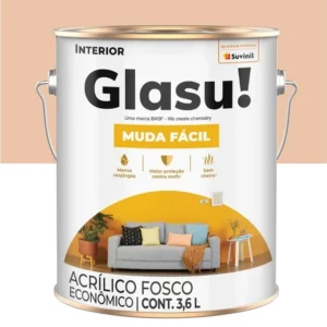 Tinta Acrílica Econômico Glasu Muda Fácil Fosco Pêssego 3,6 Litros - Imagem 1