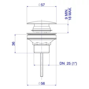 Válvula de Escoamento para Lavatório Click Cromada - Imagem 2