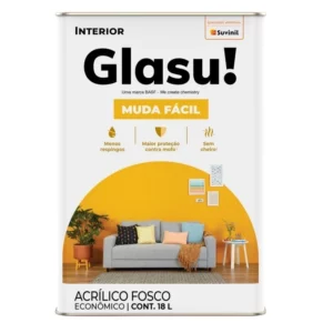 Tinta Acrílica Econômico Glasu Muda Fácil Fosco Gelo 18 Litros - Imagem 2