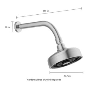 Chuveiro de Parede com Tubo e Entrada de Ar Acqua Plus Standart Cromado - Imagem 4