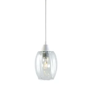 Pendente Taschibra Badih P Canelado Transparente 1xe27 Branca - Imagem 1