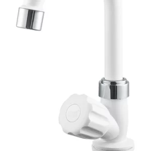 Torneira de Mesa Bica Móvel Marbella com Arejador Articulável Branca e Cromada 1/2"