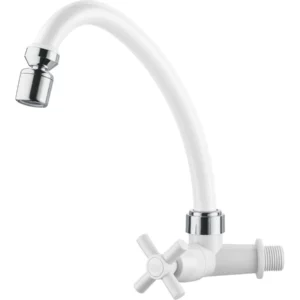 Torneira de Parede Bica Móvel Bahamas com Arejador Articulável Branca e Cromada 1/2" - Imagem 1