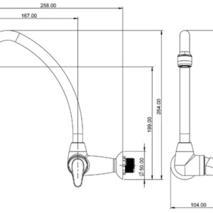 Torneira para Cozinha de Parede com Bica Móvel Pratti Cromado 1/2" 1168 F56 - Imagem 2