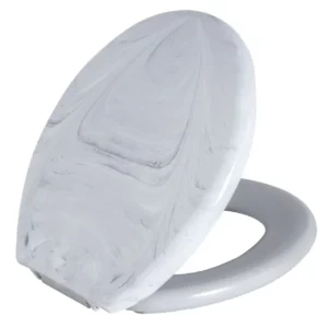 Assento Sanitário Oval Almofadado Branco Marmorizado