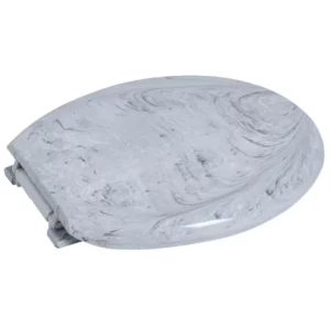 Assento Sanitário Oval Almofadado Branco Marmorizado - Imagem 3