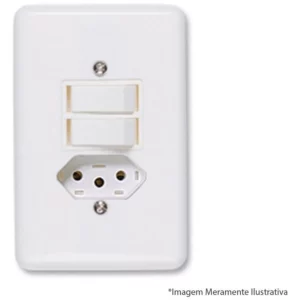 Interruptor Ilumi Stylus 2 Teclas Simpl+tom 2p+t com Pl 10a 25 - Ilumi - Imagem 1