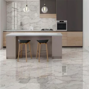 Piso Cerâmico Polido Retificado Lumini Bege Marmorizado 66x66cm - Imagem 4