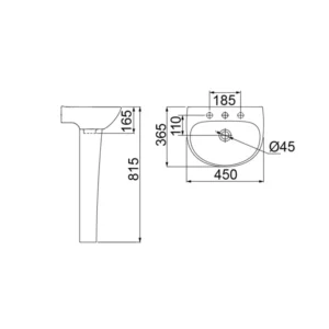 Lavatório para Coluna Lorenway 45x36,5cm Branco - Imagem 3