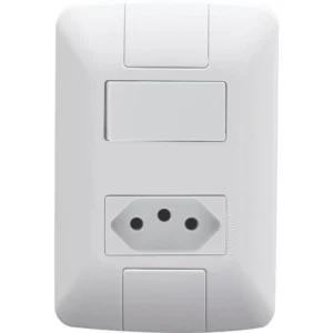 Conjunto 4x2 com 1 Interruptor Paralelo 6 a 250 V e 1 Tomada 2p+t 20 a 250 V Aria Branco - Tramontina