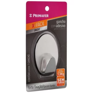 Gancho Inox com Adesivo Primafer Redondo 1,5kg Blister 2593 - Imagem 1