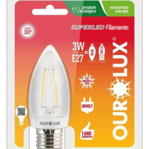 Lâmpada Filamento Vela E27 3w Bivolt 2700k - Ourolux - Imagem 3