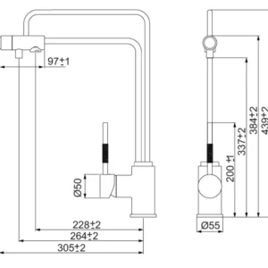 Misturador Monocomando para Cozinha de Mesa com Saída para água Filtrada Kitchen Cromado 1/2"