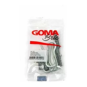 Gancho 5,5 X 70mm + Bucha 8mm 4 Peças Goma Bric - Goma
