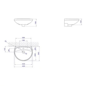 Lavatório para Coluna Ravena/izy 45,5x36cm Cinza - Imagem 3