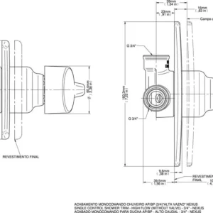 Acabamento Monocomando para Chuveiro Nexus 3/4" - Imagem 2