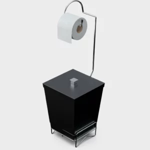 Suporte P/ Papel Higienico C/ Lixeira Preto
