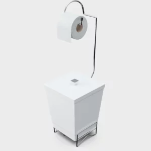Suporte P/ Papel Higienico C/ Lixeira Branco
