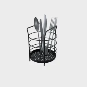 Porta Talheres Aramado C/ Fundo Plast Black